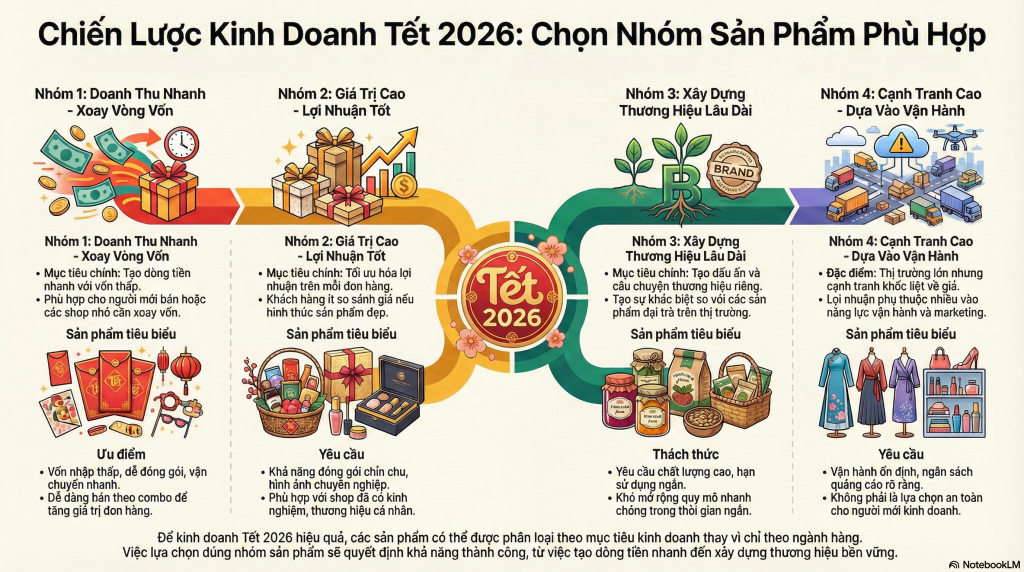 Các nhóm sản phẩm phù hợp kinh doanh tết 2026